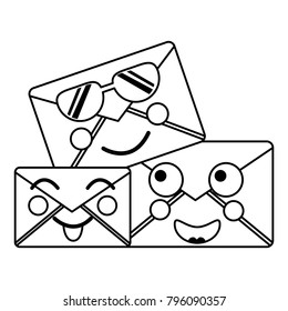 cartoon mail envelope kawaii friendly characters