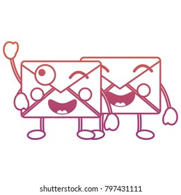 cartoon mail envelope kawaii friendly characters