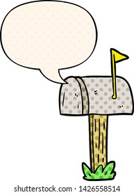 cartoon mailbox with speech bubble in comic book style
