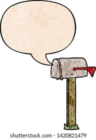 buzón de caricatura con burbuja de voz en estilo de textura retro