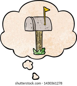 buzón de caricatura con burbuja de pensamiento en el estilo de textura gruesa
