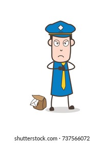 Cartoon Mailman in Aggressive Mood Vector