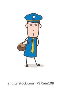 Cartoon Mailman Funny Pose and Expression Vector