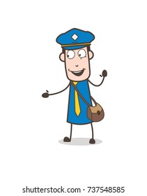 Cartoon Mailman Laughing Face Vector