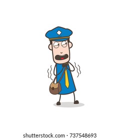 Cartoon Mailman Shivering in Fear Vector