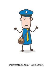 Cartoon Mailman Showing Empty Hands Vector