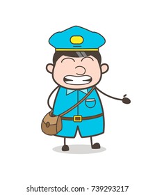 Cartoon Mailman wondering & Thinking an Idea Vector Concept