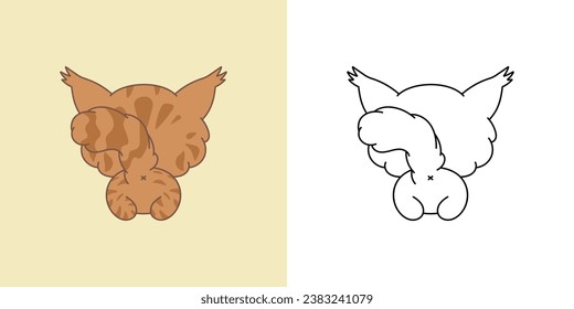 Cartoon Maine Coon Cat Clipart for Coloring Page and Illustration. Clip Art Isolated Kitty. Cute Vector Illustration of a Kawaii Animal for Prints for Clothes, Stickers, Baby Shower. 