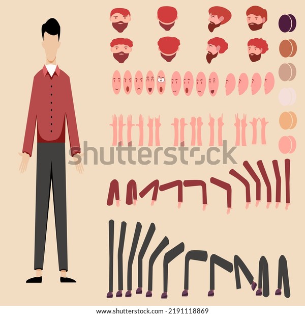 Cartoon Male Character Kit Man Casual Stock Vector Royalty Free 2191118869 Shutterstock 1095