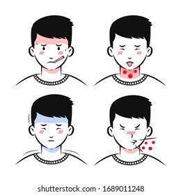 cartoon male character sick expressions