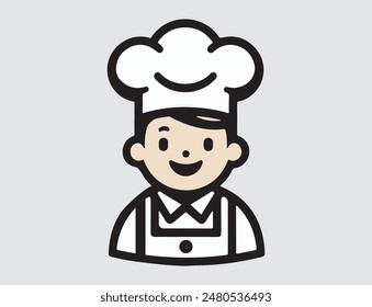 Cartoon Male chef icon, cute chef logo.