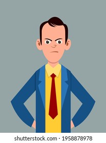 Cartoon male daunting facial expression vector illustration. Young businessman character expression for design, motion or animation.