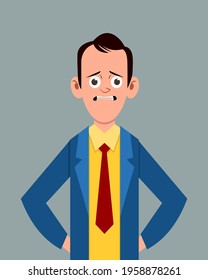 Cartoon male disappointed facial expression vector illustration. Young businessman character expression for design, motion or animation.