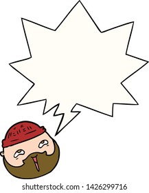 cartoon male face with beard with speech bubble