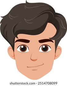 Cartoon male face with brown hair