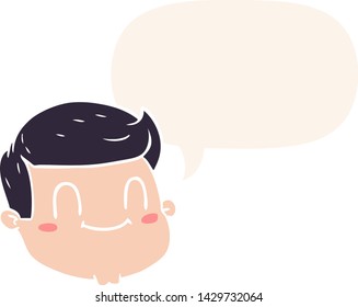 cartoon male face with speech bubble in retro style