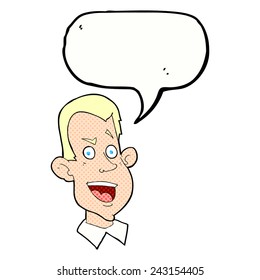 Cartoon männliches Gesicht mit Sprachblase