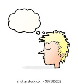 caricatura masculina con burbuja de pensamiento