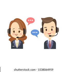 Cartoon male and female customer service vector