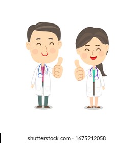 Cartoon Male and Female Doctor Vector