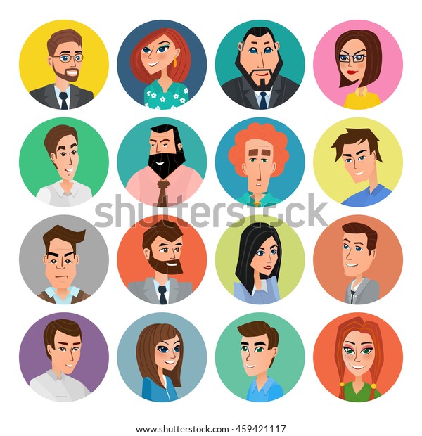 Cartoon Male Female Faces Collection Vector Stock Vector (Royalty Free ...