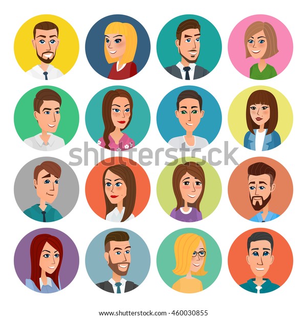 Cartoon Male Female Faces Collection Vector Stock Vector (Royalty Free ...