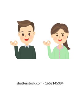 Cartoon Male and Female on White Background
