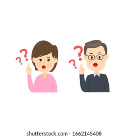 Cartoon Male and Female on White Background