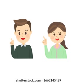Cartoon Male and Female on White Background