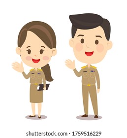 Cartoon Male Female Thai Teacher Vector Stock Vector (Royalty Free ...