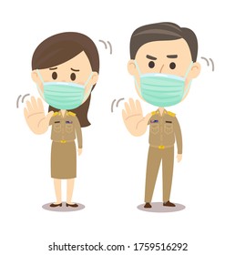 Cartoon Male and Female Thai Teacher Vector      