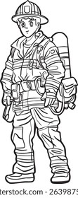 cartoon male firefighter in uniform