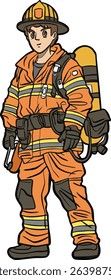 cartoon male firefighter in uniform