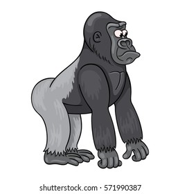 Cartoon male of gorilla with baffled face expression 