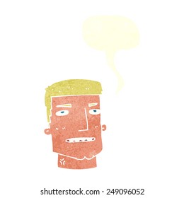 caricatura de cabeza masculina con burbuja de habla