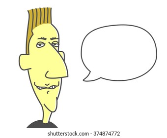 Cartoon male head with a speech bubble. Just add your text. Vector.