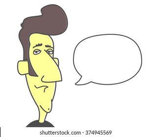 Cartoon male head with a speech bubble. Just add your text. Vector.