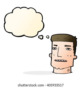 cartoon male head with thought bubble