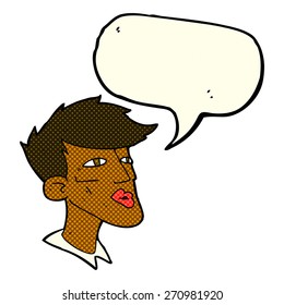 modelo masculino de dibujos animados con burbuja de habla
