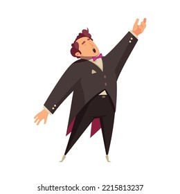 Cartoon male opera singer on white background vector illustration