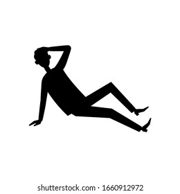 Cartoon Male Silhouette. Businessman Pose Fell Down