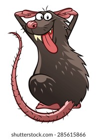 Cartoon Malicious Grey Rat.