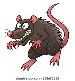 Cartoon malicious rat on the white background. 
