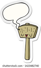 cartoon mallet with speech bubble sticker