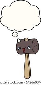 cartoon mallet with thought bubble
