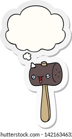 cartoon mallet with thought bubble as a printed sticker