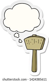 cartoon mallet with thought bubble as a printed sticker