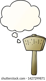 cartoon mallet with thought bubble in smooth gradient style