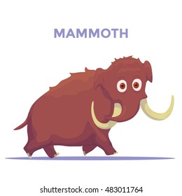 Cartoon Mammoth isolated on white background. Vector illustration