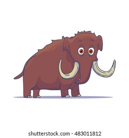 Cartoon Mammoth isolated on white background. Vector illustration